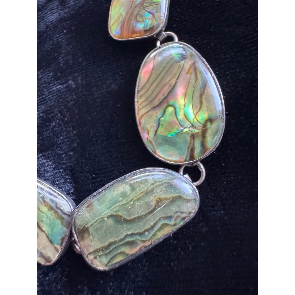 LUC Lucas Lameth Bracelet 925 Silver Abalone Shell Toggle Link 6.75-7.75 11.3g - Picture 9 of 11
